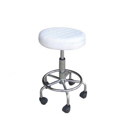 White Custom Hydraulic Rolling Adjustable Hairdresser Chair